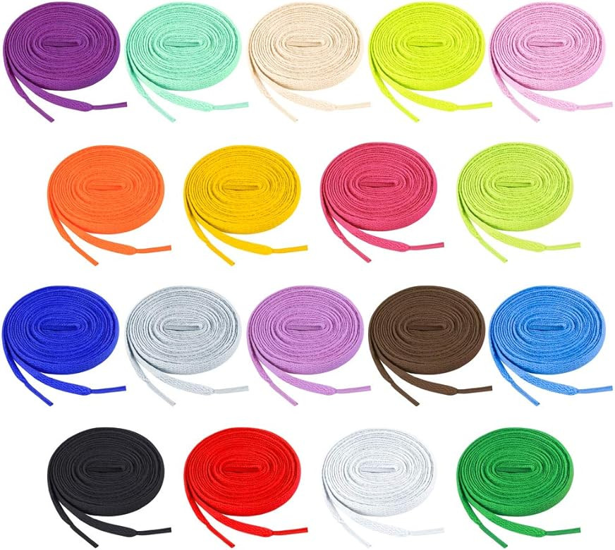 18 Pairs 47 Inch Flat Shoelaces Colored Shoestrings for Sneakers Shoes Sport Shoes, 18 Colors | Amazon (US)