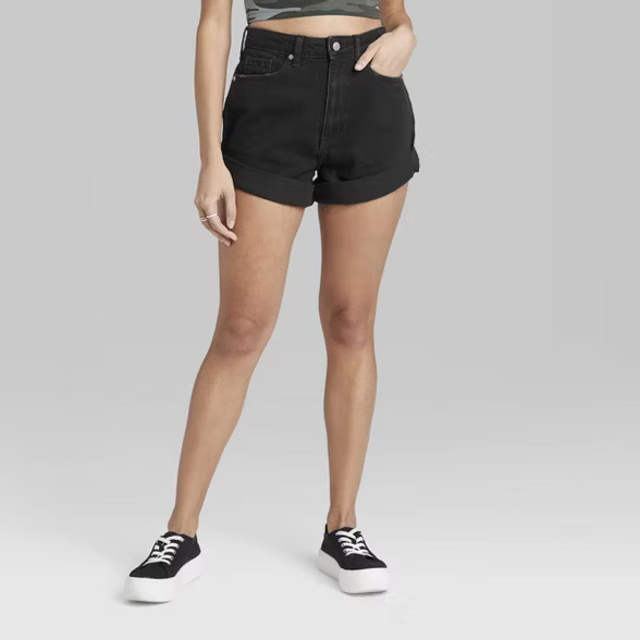 Women's Super-High Rise Curvy Rolled Cuff Mom Jean Shorts - Wild Fable™ | Target