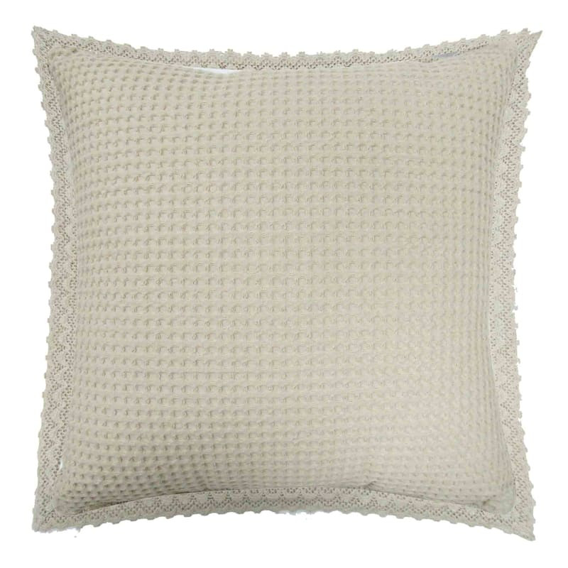 Grace Mitchell Taupe Lace Trim Throw Pillow, 18" | At Home