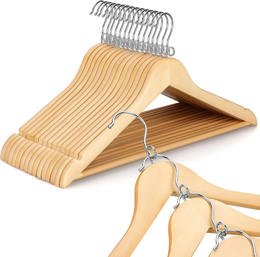Topia Hanger Space Saving Cascading Wooden Hangers 30 Pack, Coat Hanger with 360\u00b0 Swivel Loo... | Amazon (US)