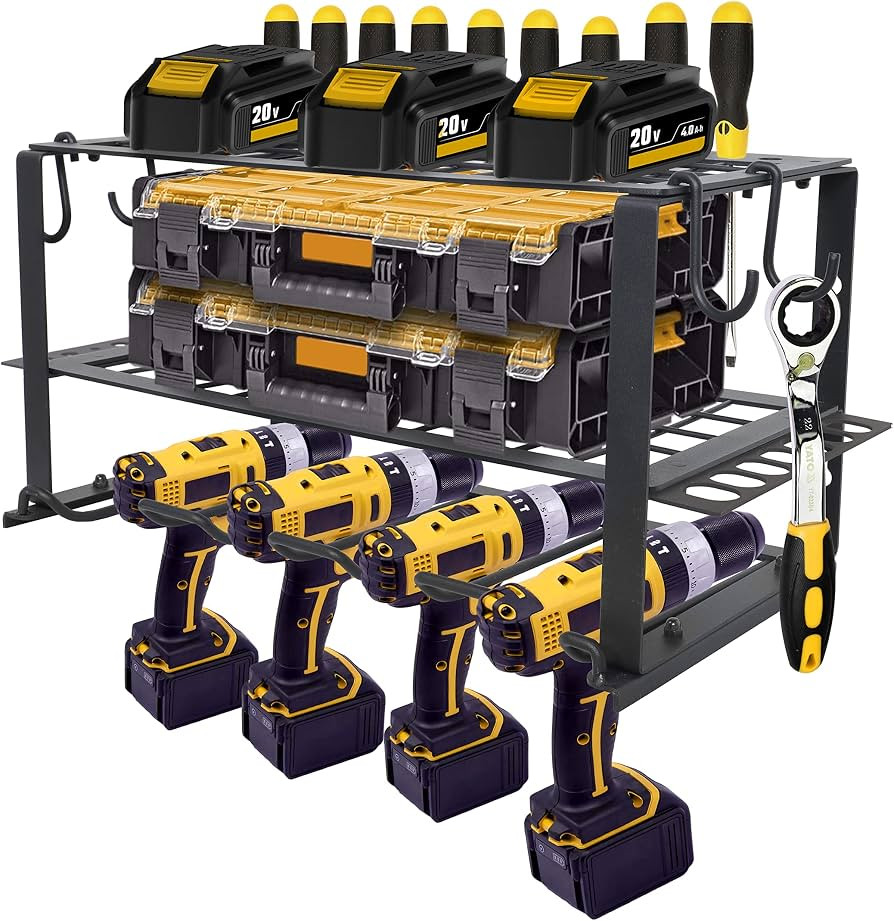 Vrawih Power Tool Organizer, 3 Layers Garage Tool Organizers, Wall Mount Organizer, Compact Steel... | Amazon (US)