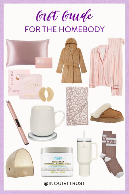 Here's a cozy gift guide for a homebody: satin pillowcase, comfy slippers, eye mask, and more!
#giftsforher #loungewear #selfcare #beautypicks

#LTKGiftGuide #LTKbeauty #LTKshoecrush