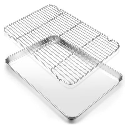 Large Baking Sheet With Rack Set, Stainless Steel Cookie Sheet Pan For Oven Cooking Roasting, Rimmed Metal Tray With Wire Cooling Rack For Bacon Meat | Wayfair North America