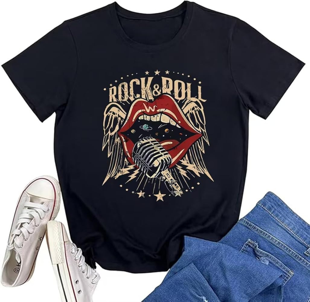 Nashville Country Concert Music T Shirts for Women Guitar Eagle Wing Graphic Short Sleeve Vintage... | Amazon (US)