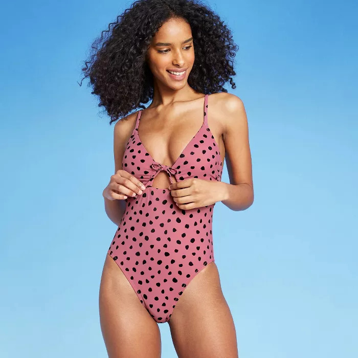 Women's Plunge Keyhole One Piece Swimsuit - Shade & Shore™ Light Plum | Target