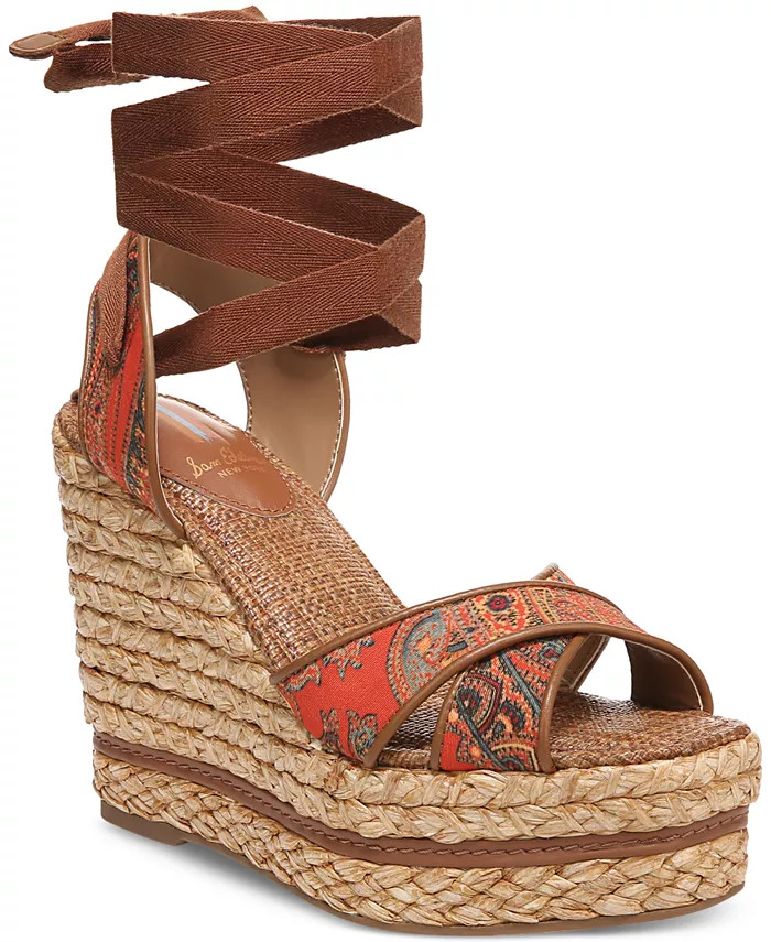 Sam Edelman Vaughn Ankle-Tie Espadrille Platform Wedge Sandals - Macy's | Macys (US)