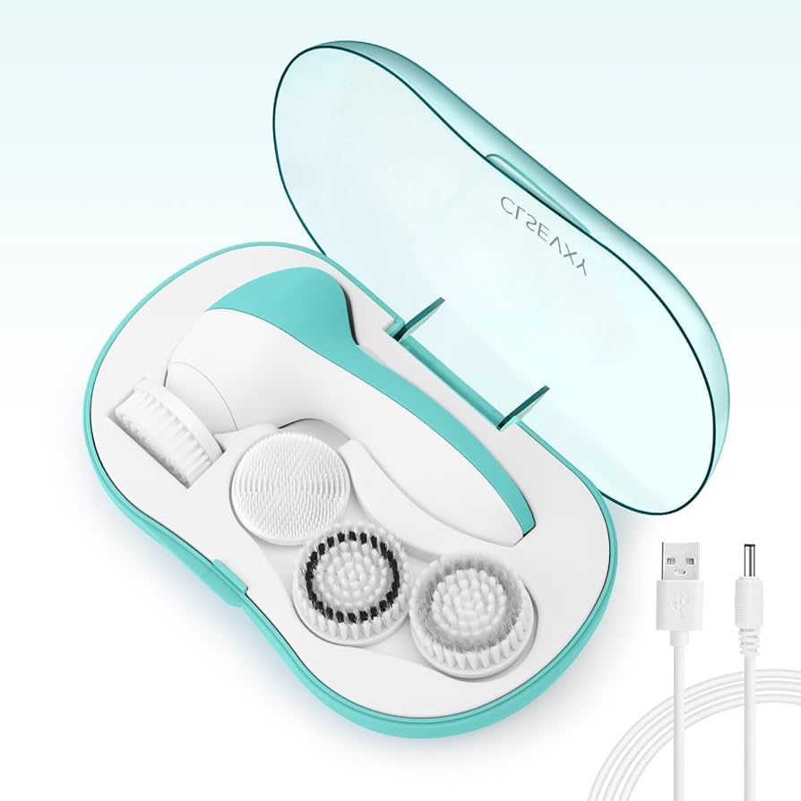 Rechargeable Facial Cleansing Spin Brush Set with 3 Exfoliating Brush Heads - Complete Face Spa S... | Amazon (US)