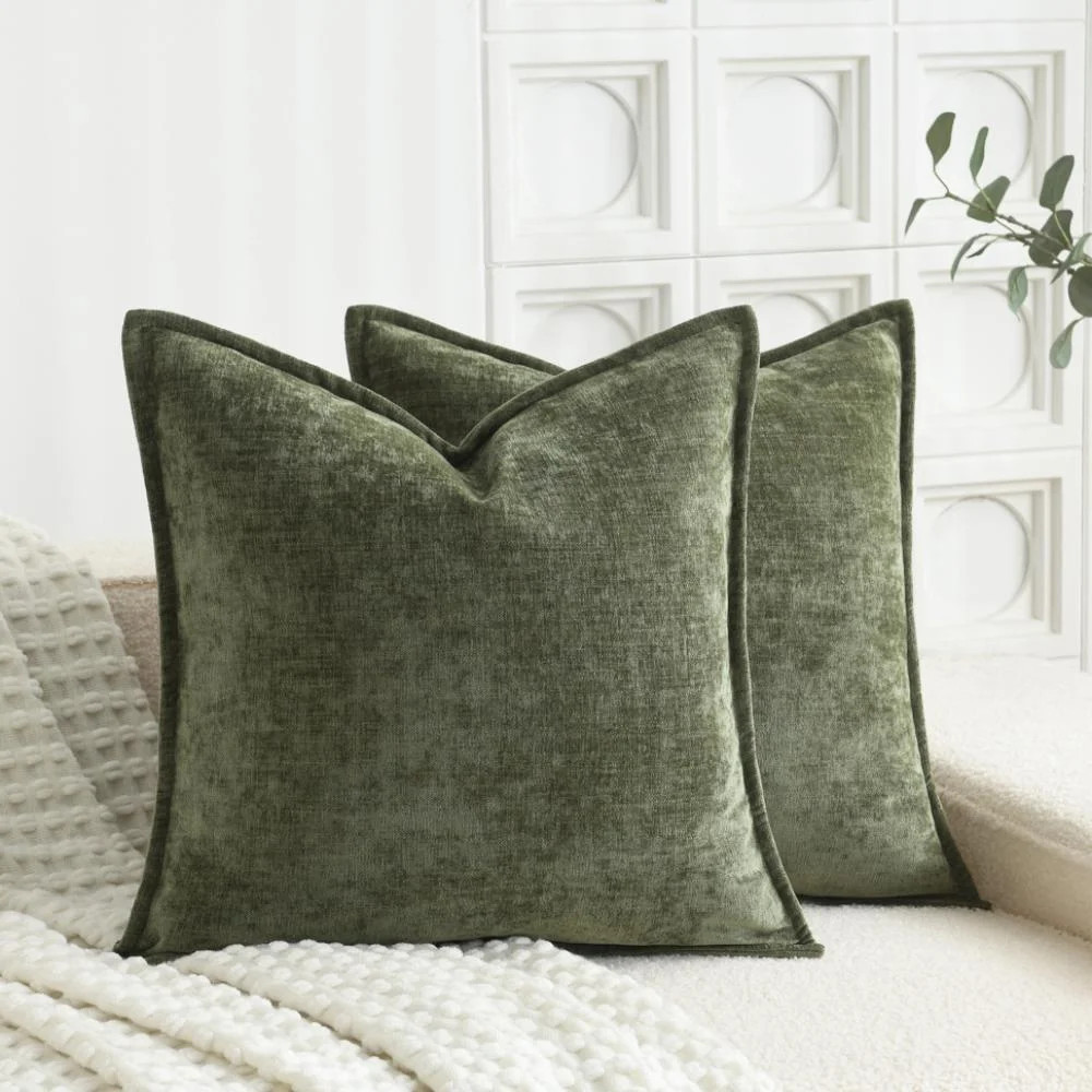 Super Soft Velvety Slub Heavy Chenille Decorative Pillow Cover with Flange (Set of 2) | Wayfair North America
