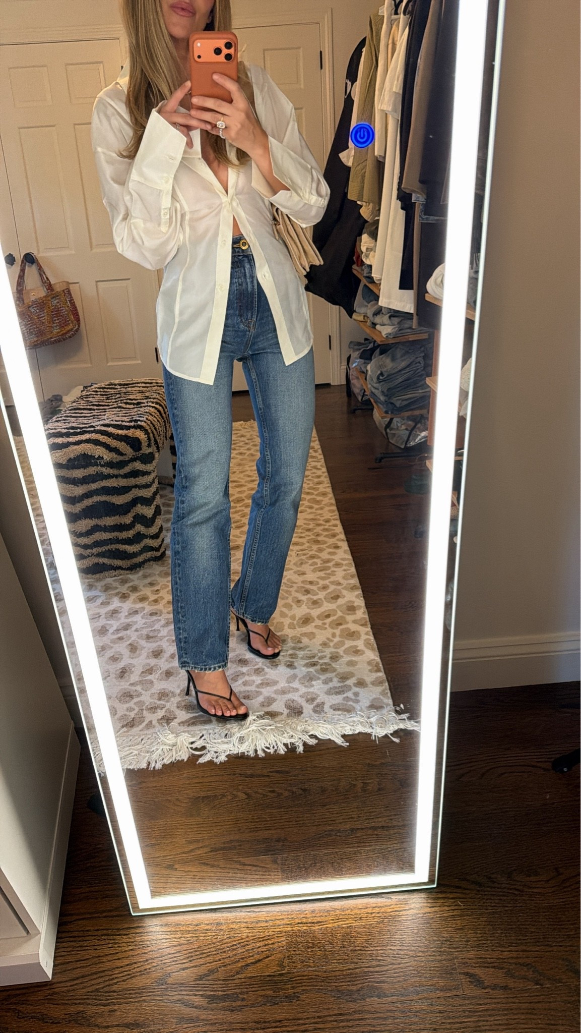 Top xxs 
Jeans 24 (true to size) 
*Bag is vintage prada