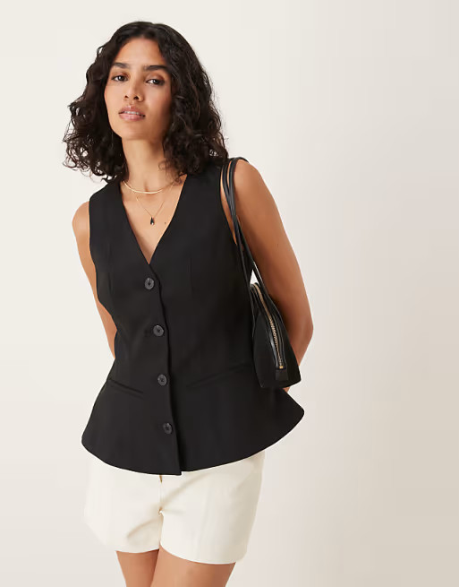 ASOS DESIGN peplum waistcoat in black | ASOS | ASOS (Global)