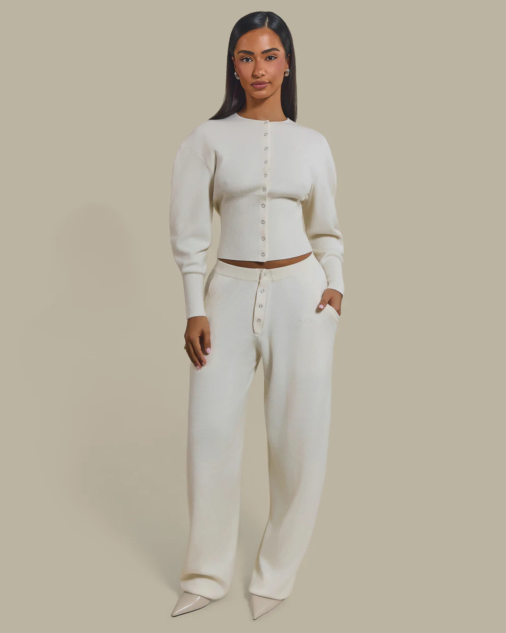 The Waffle Embroidered Bralet Top in Cream | Mars The Label