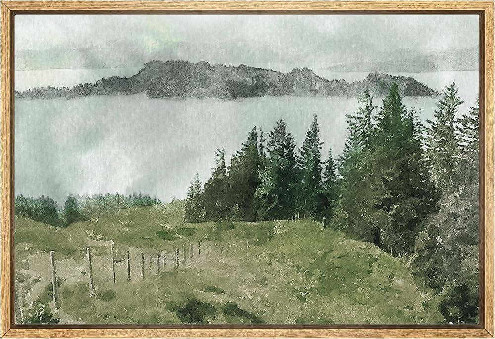 wall26 Framed Canvas Print Wall Art Woodland Nursery Decor Green Pine Tree Forest Landscape Natur... | Amazon (US)