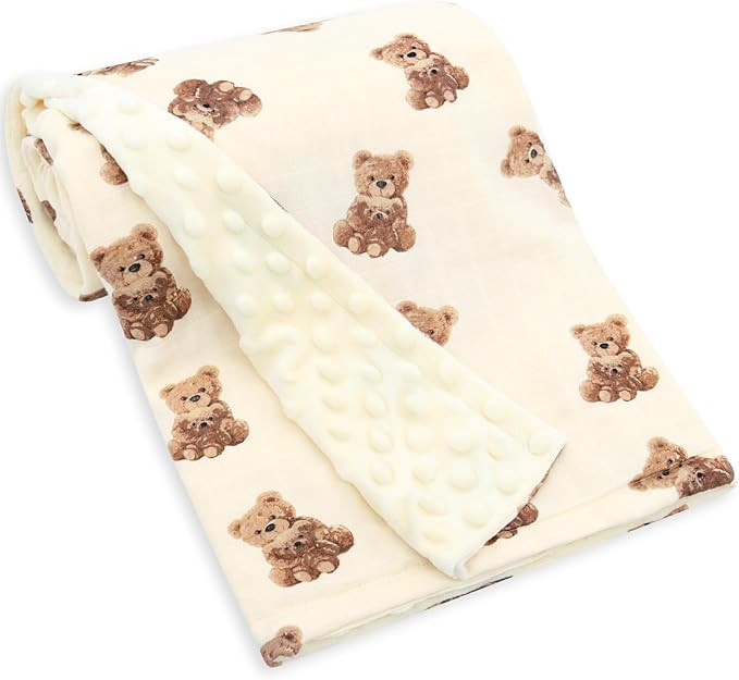 LifeTree Baby Girl & Boy Blankets, Soft Double Layer Swaddle Blankets, Muslin Front and Dotted Fl... | Amazon (US)