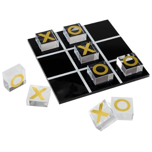 Trademark Games Acrylic Tic Tac Toe Game – Fun Strategy Game and Tabletop Decoration – Functional Desk Decor (Black, Clear, and Gold) | Amazon (US)