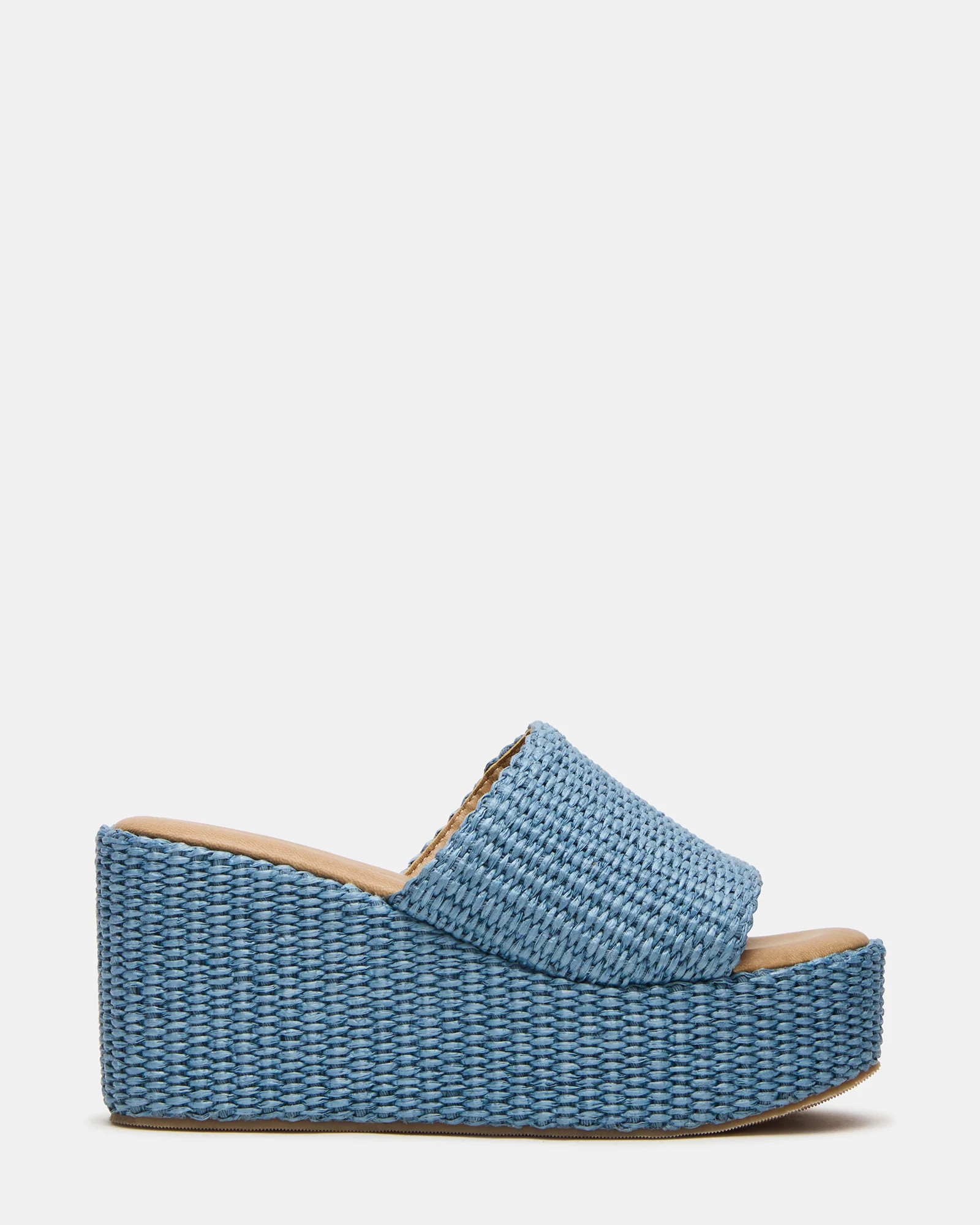 JETTY Blue Raffia Platform Wedge Women's Sandal | Steve Madden (US)