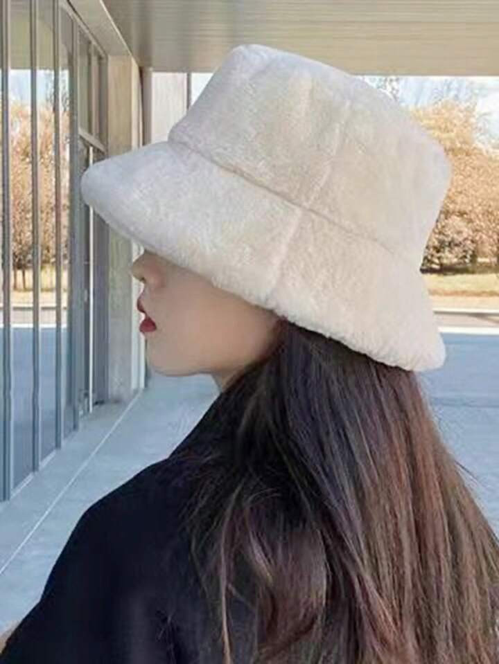 1pc All-Match Casual Versatile Warm Fuzzy Bucket Hat (Please Note There May Be Slight Color Diffe... | SHEIN