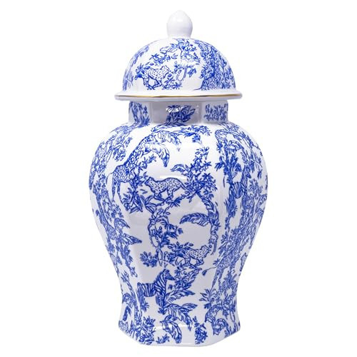 Lilly Pulitzer Ginger Jar with Lid, 12" Tall Blue and White Decor, Chinoiserie Vase/Decorative Jar for Home Decor, Sarfari Party | Amazon (US)