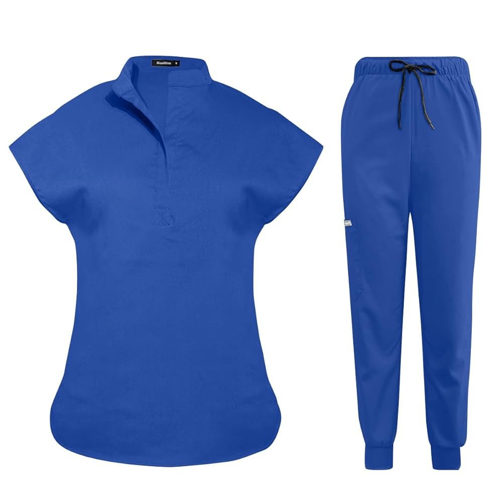 niaahinn Scrubs Set for Women Nurse Uniform Jogger Suit Stretch Top & Pants with Multi Pocket for... | Amazon (US)