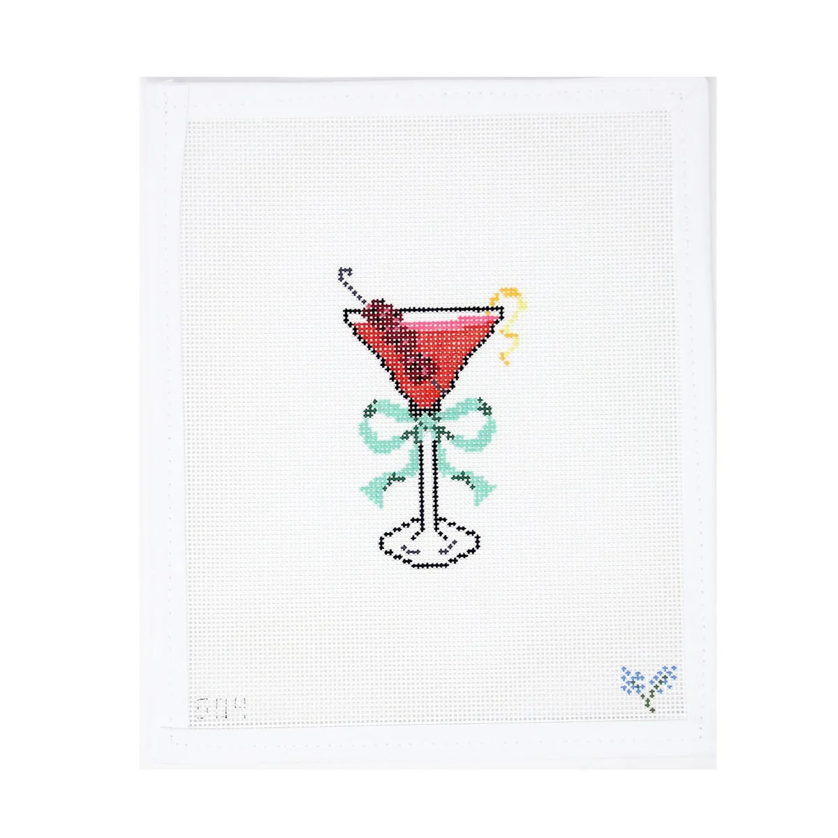 Raspberry Lemon Drop with Green Bow | Greystone Needlepoint