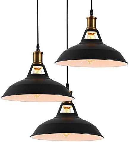 Homiforce Vintage Style 3 Light Black Pendant Light with Metal Shade in Matte-Black Finish-Modern... | Amazon (US)