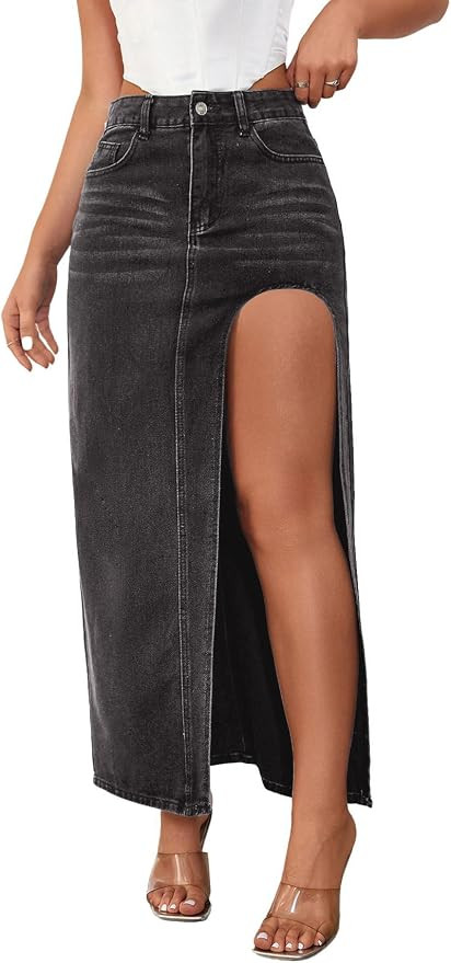 CHARTOU Maxi Long Denim Jean Skirt | Amazon (US)