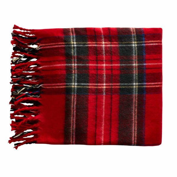 Mud Pie Red Plaid Throw Blanket | Cotton | Mud Pie