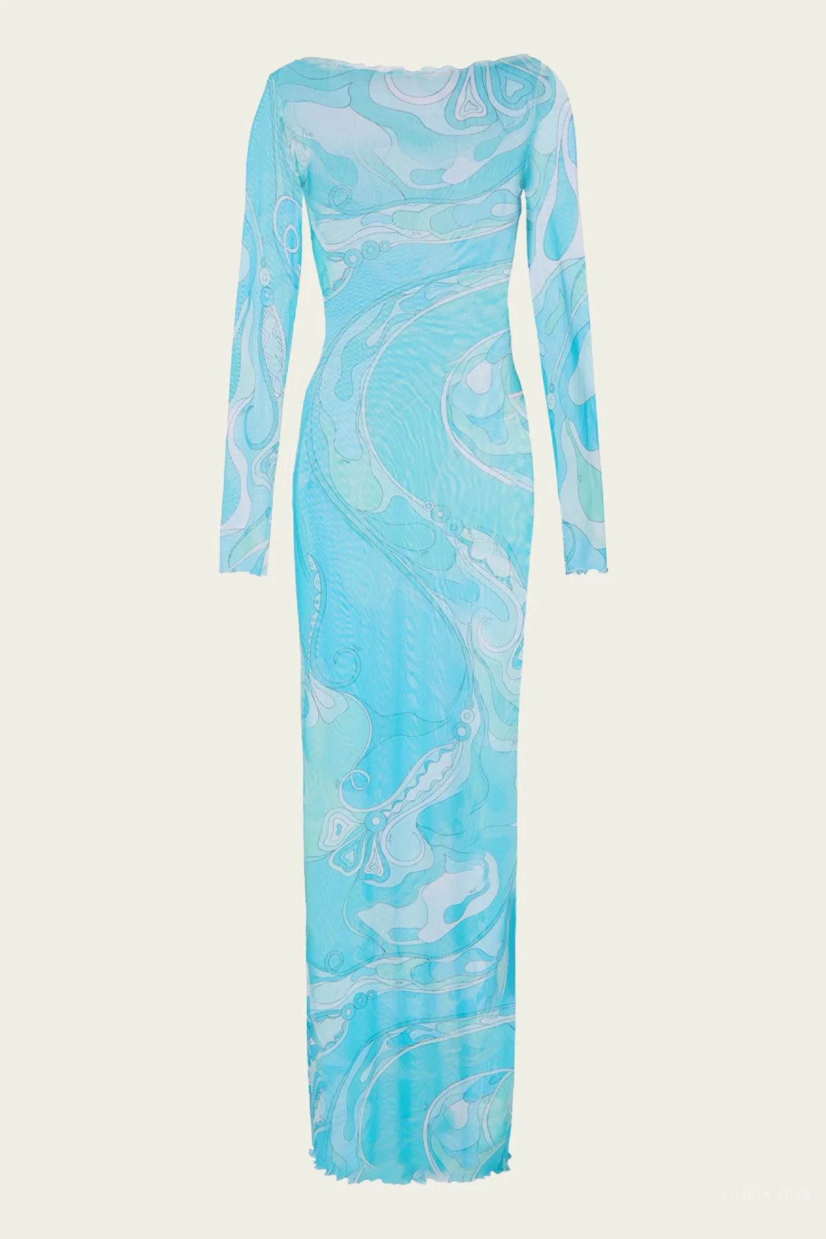 Orchidee-Print Tulle Dress in Turquoise - Blue 40 IT | Shop Olivia