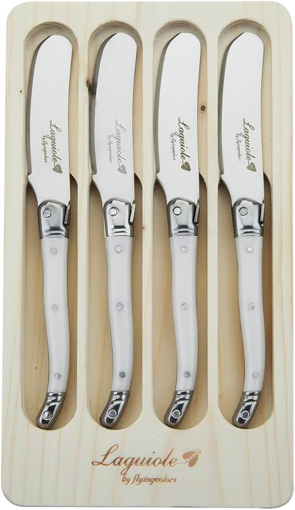 Laguiole Butter Knives / Spreaders Set, Stainless Steel,White, 4 Piece | Amazon (US)