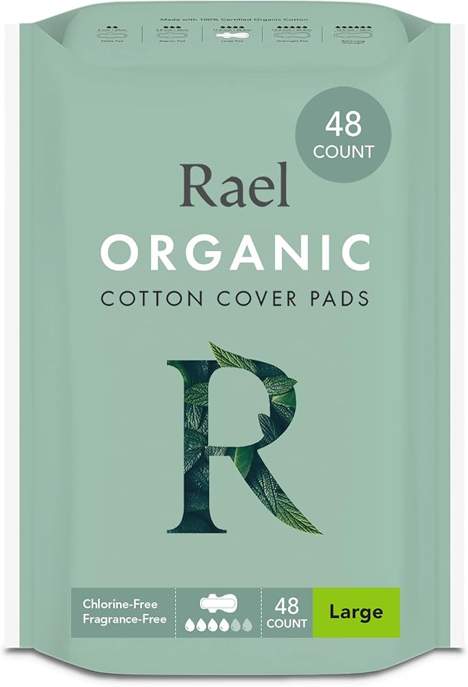Rael Organic Cotton Cover Pads - Heavy Absorbency, Unscented, Ultra Thin Pads with Wings for Wome... | Amazon (US)