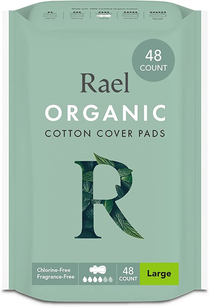 Rael Organic Cotton Cover Pads - Heavy Absorbency, Unscented, Ultra Thin Pads with Wings for Wome... | Amazon (US)