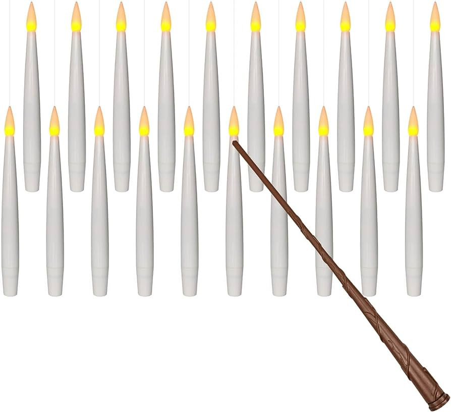 Leejec 20pcs Flameless Taper Floating Candles with Magic Wand Remote, Flickering Warm Light, Batt... | Amazon (US)