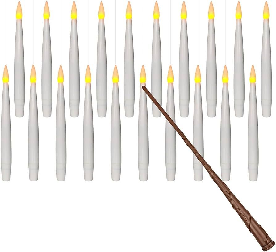 Leejec 20pcs Flameless Taper Floating Candles with Magic Wand Remote, Flickering Warm Light, Batt... | Amazon (US)