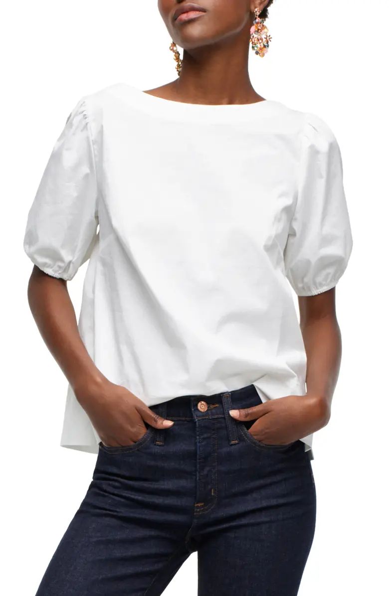 Boat Neck Puffed Sleeve Top | Nordstrom