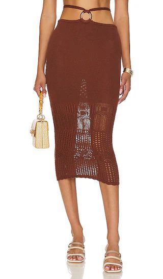 Tularosa Sachi O Ring Midi Skirt in Brown. - size L (also in M) | Revolve Clothing (Global)