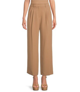 Hartley Crepe Pleated Straight Wide Leg Coordinating Pants | Dillard's