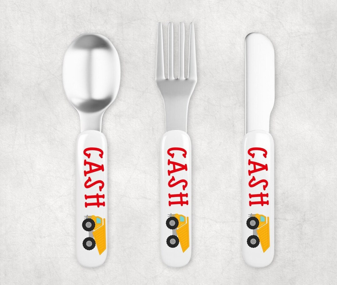 Custom Personalized Children/Baby Utensil Sets--Fork, Knife, Spoon--Dump Truck--Kids Utensils--Si... | Etsy (US)