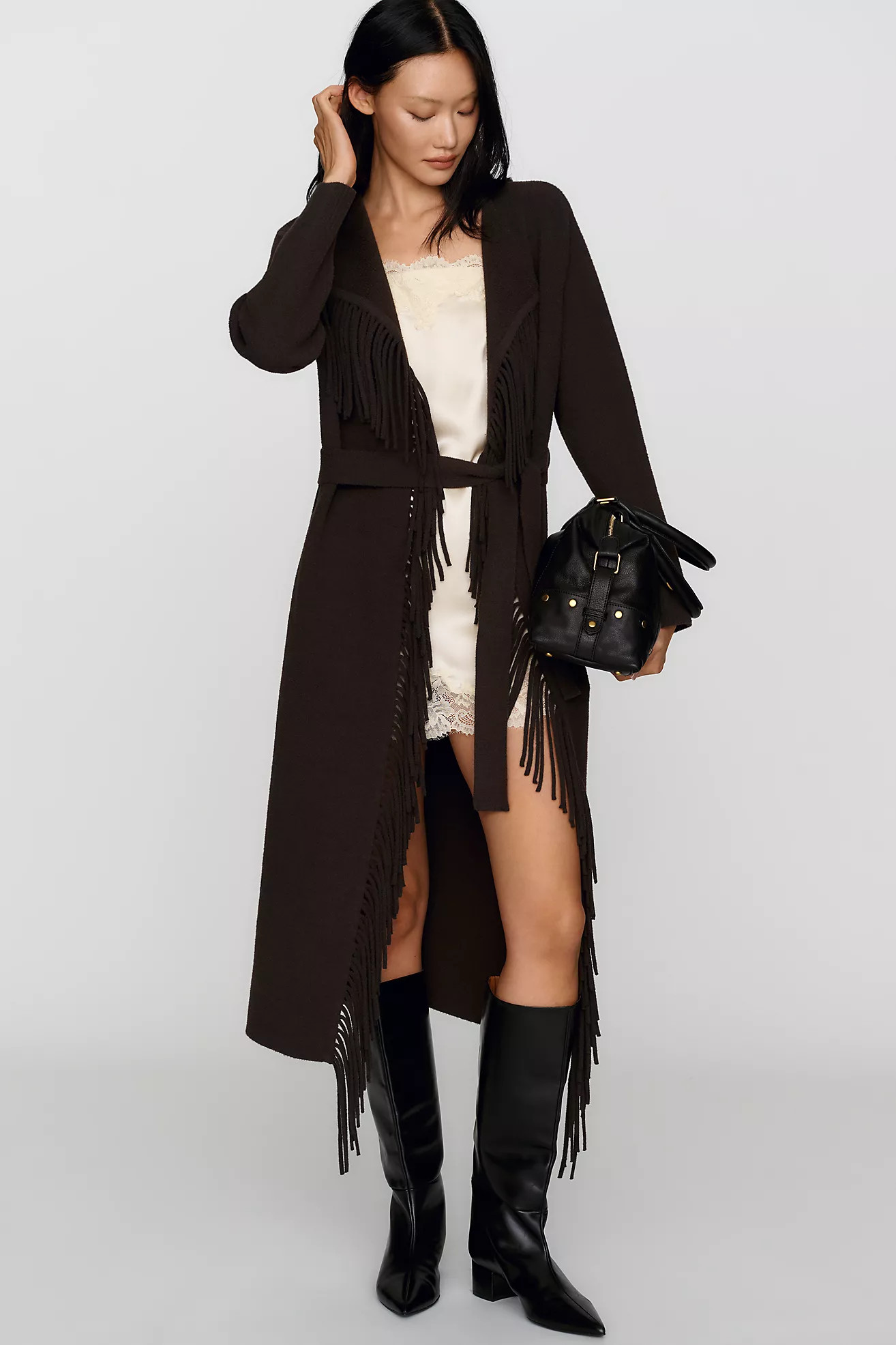 NVLT Fringe Belted Coatigan | Anthropologie (US)
