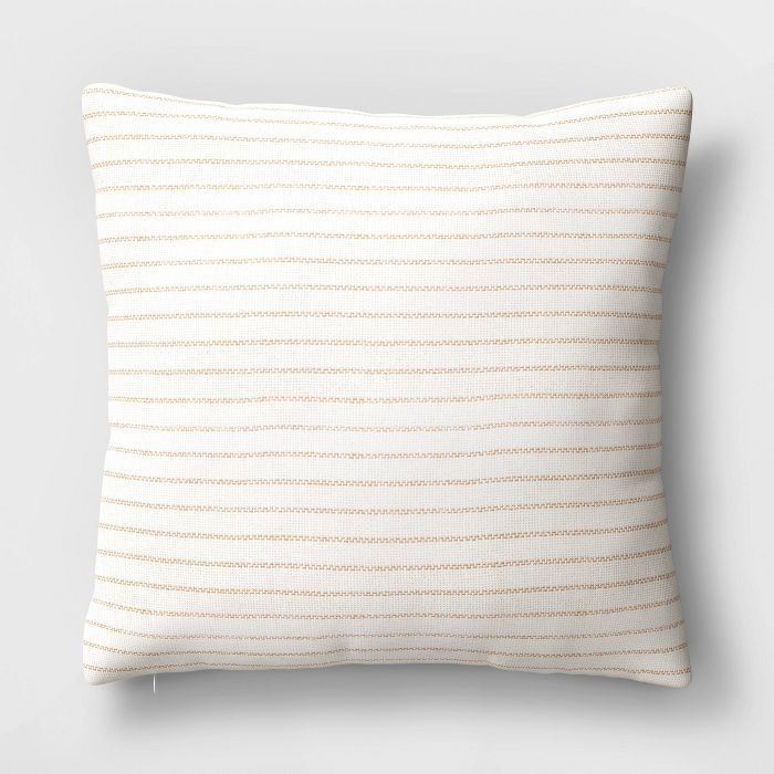 Striped Square Throw Pillow Brown/Cream - Threshold&#8482; | Target