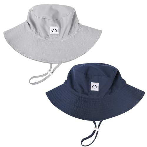 Baby Toddler Sun Hat,Kids Summer Smile Face UPF 50+ Beach Bucket Hat for Boys Girls Children 6-24Months | Amazon (US)