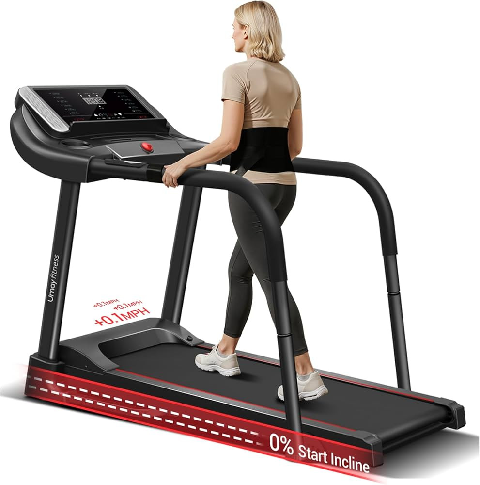 UMAY Fitness Rehab Treadmill with Extended Handrails & Belt for Safety & Balance, 0.1 Increment f... | Amazon (US)