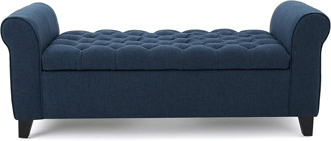 Christopher Knight Home Keiko Fabric Armed Storage Bench, Dark Blue | Amazon (US)