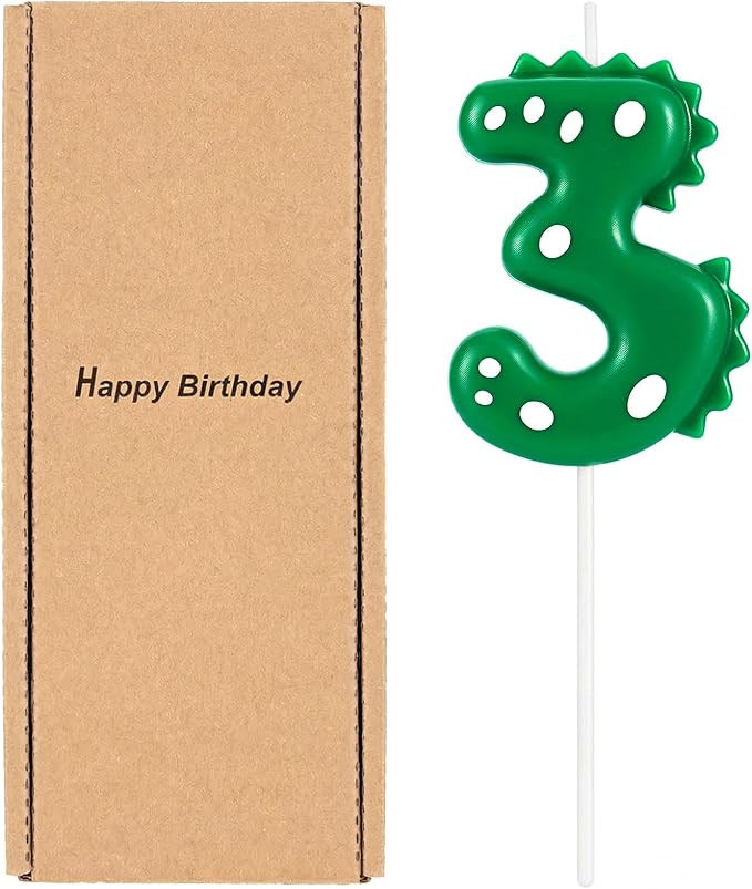 Green Dinosaur Number 3 Birthday Candle, 3rd Birthday Candle Dinosaur Cake Topper, Theme Party De... | Amazon (US)