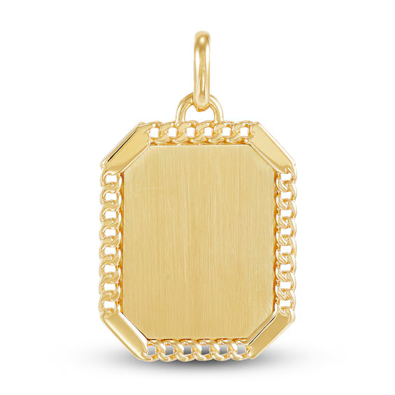 LUSSO by Italia D'Oro Men's Satin Dog Tag Charm 14K Yellow Gold|Jared | Jared Jewelers