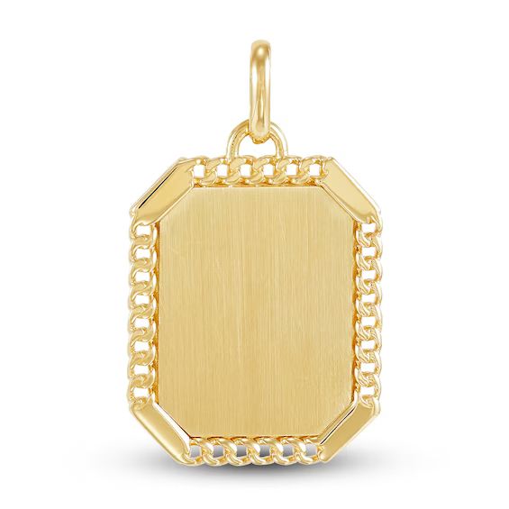 LUSSO by Italia D'Oro Men's Satin Dog Tag Charm 14K Yellow Gold|Jared | Jared the Galleria of Jewelry