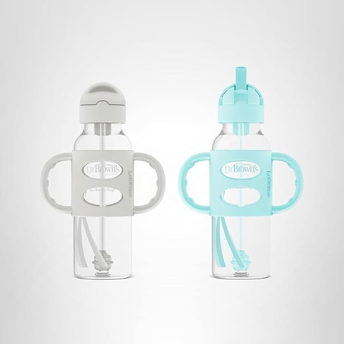 Dr. Brown's Milestones Narrow Sippy Straw Bottle, Spill-Proof with 100% Silicone Handles and Weig... | Amazon (US)