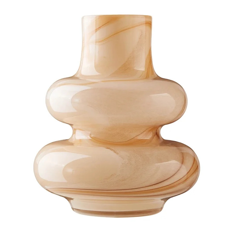 Beautiful 7.68" x 9.45" Bubble Beige Marbled Glass Vase by Drew Barrymore | Walmart (US)