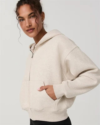Vuori Restore Essential Full Zip Hoodie | Bone Heather | Small | Vuori Clothing (US & Canada)