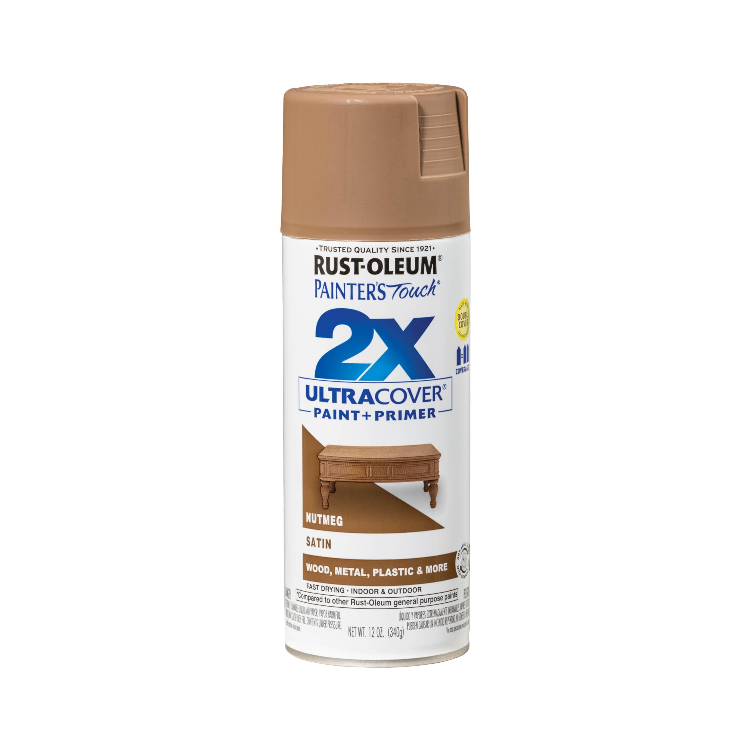 Rust-Oleum 249070 Painter's Touch 2X Ultra Cover Spray Paint, 12 oz, Satin Nutmeg | Amazon (US)