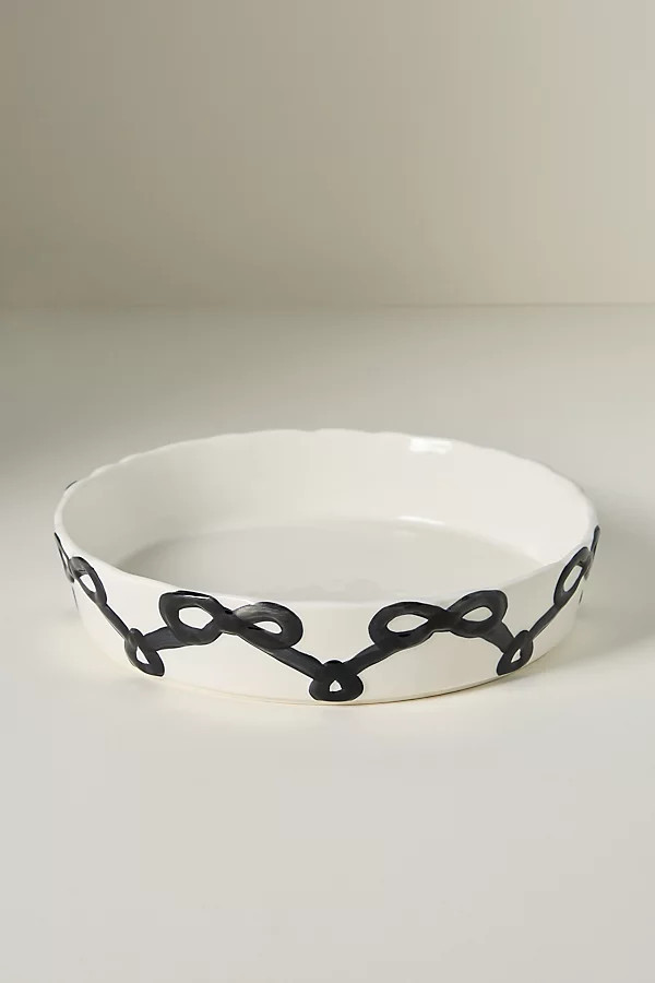 Benedita Bow Stoneware Pie Dish | Anthropologie (US)