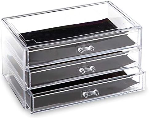 BINO 3 Drawer Acrylic Jewelry and Makeup Organizer, Clear Cosmetic Organizer Vanity Storage Displ... | Amazon (US)